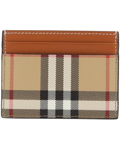 Burberry Check Motif Credit Card Case - Brown