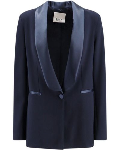 Erika Cavallini Semi Couture Viscose Smoking Blazer - Blue