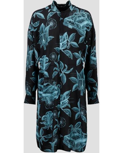 Givenchy Floral Schematics Shirt Dress - Blue