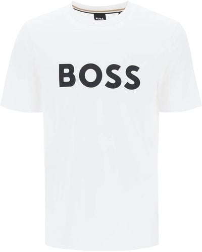 BOSS Cotton-jersey Regular-fit T-shirt With Logo Appliqu - White