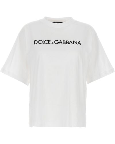 Dolce & Gabbana T-shirt manica corta in cotone con Dolce&Gabbana lettering - Bianco