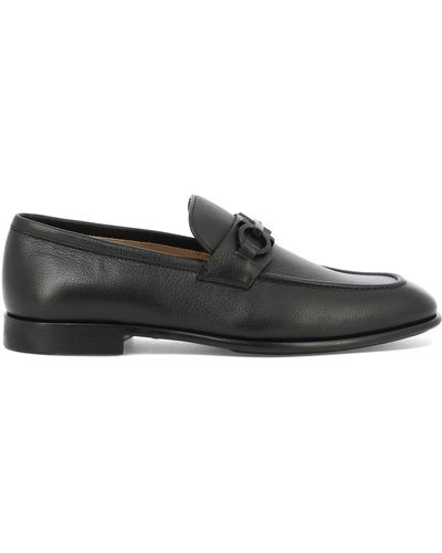 Ferragamo Loafers With Gancini Ornament Loafers & Slippers - Black