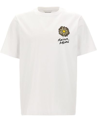 Maison Kitsuné Floating Flower T Shirt Bianco
