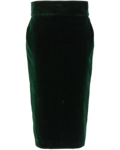 Alexandre Vauthier Velvet Midi Skirt Gonne Verde - Nero