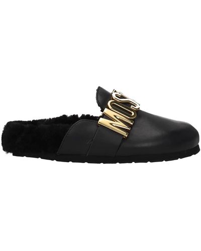 Moschino Slippers And Clogs Leather - Black