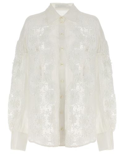 Zimmermann Halliday Lace Flower Shirt, Blouse - White