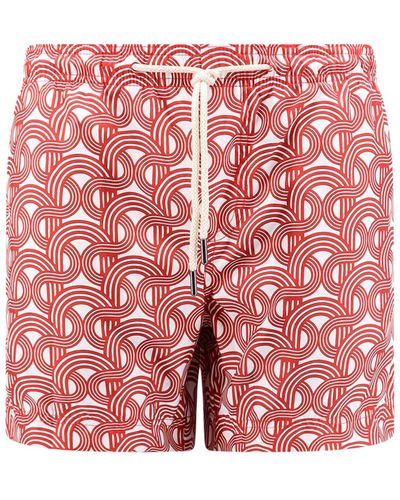 Peninsula Recycled Nylon Swim Shorts With All-over Print - Red