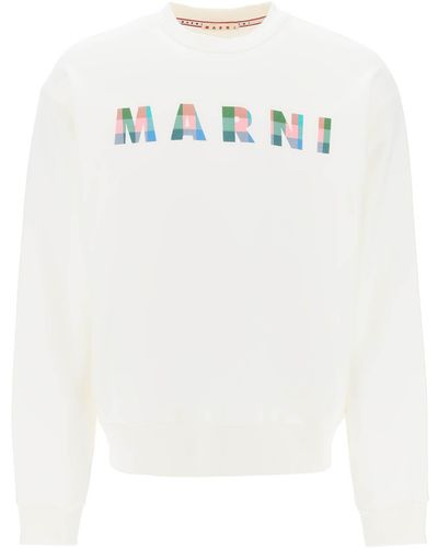 Marni Sweatshirt With Plaid Logo - White