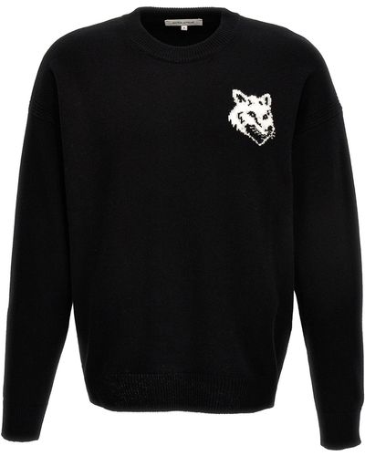 Maison Kitsuné Fox Head Sweater, Cardigans - Black
