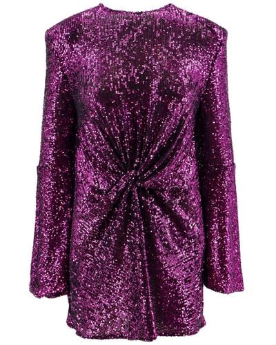 Nervi Mini Dress With Sequins And Knot On The Front - Purple