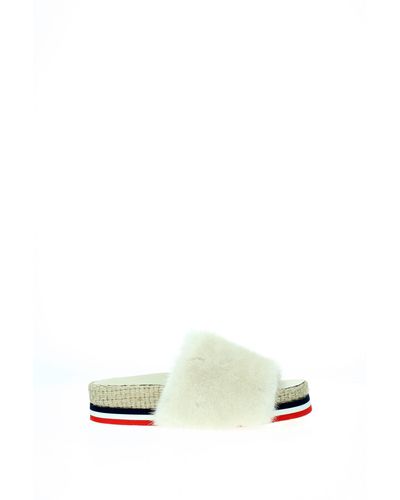 Moncler Slippers And Clogs Evelyne Fur Beige - White
