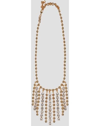Alessandra Rich Crystal And Chain Fringes Necklace - White