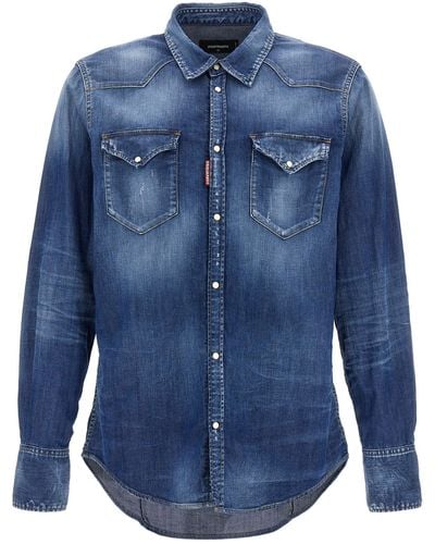 DSquared² Classic Western Shirt, Blouse - Blue