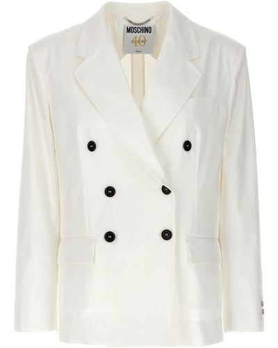 Moschino Double-Breasted Blazer Blazer And Suits Bianco - Neutro