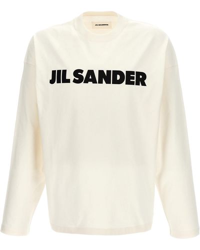 Jil Sander Logo Print T Shirt Bianco/Nero