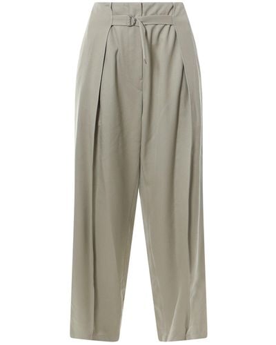 LE17SEPTEMBRE Wool Trouser With Adjustable Strap - Grey