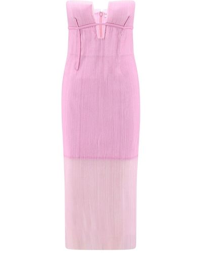 Krizia Pleated Tulle Dress - Pink