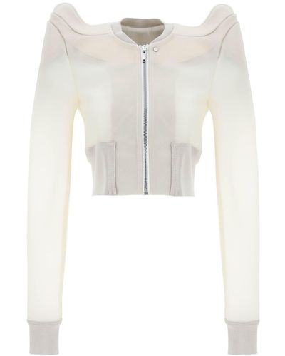 Rick Owens Semi Transparent Leather Bomber Jacket - White