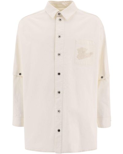 Off-White c/o Virgil Abloh Embroidered Overshirt Jackets - Natural