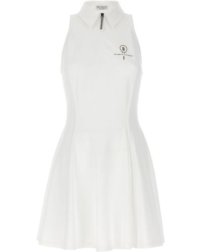 Brunello Cucinelli Logo Embroidery Dress Abiti Bianco
