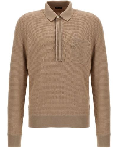 Zegna Knitted Shirt Polo Beige - Neutro