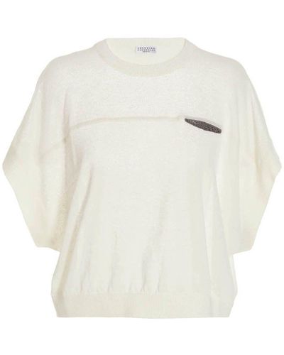 Brunello Cucinelli Monile Zip-up Sweater - White