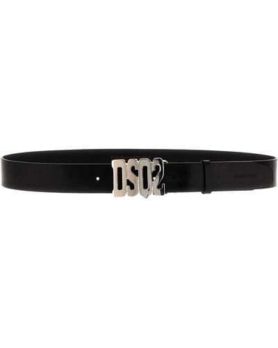 DSquared² Logo Buckle Leather Belt Belts - Black