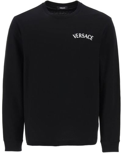 Versace Milano Stamp Long Sleeved T Shirt - Black