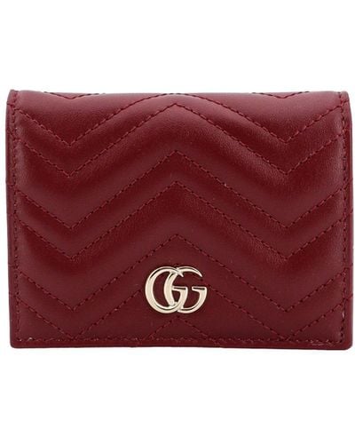 Gucci Matelassé Leather Wallet With Frontal Gg Logo - Purple
