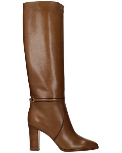 Celine Boots Claude Leather Beige Dark Beige - Brown