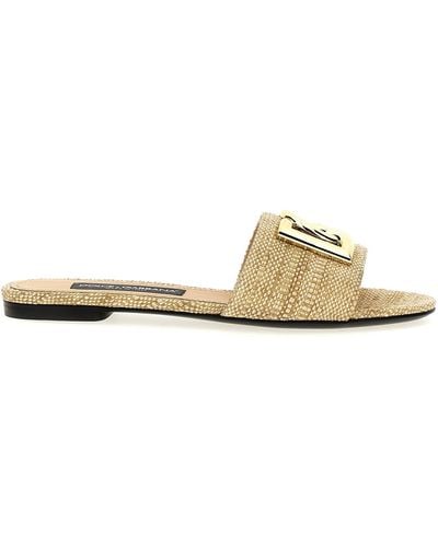 Dolce & Gabbana Logo Fabric Sandals - Brown