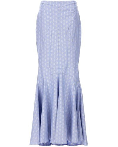 Etro Long Print Skirt Gonne Celeste - Blu