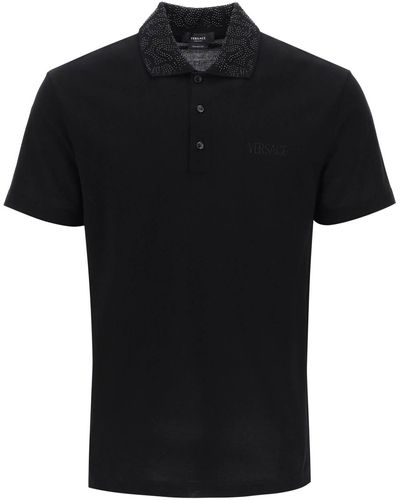 Versace Barocco Silhouette Polo Shirt - Black