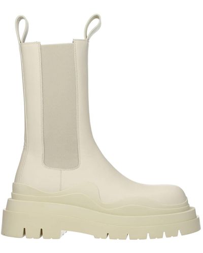 Bottega Veneta Ankle Boots Leather Sea Salt - White
