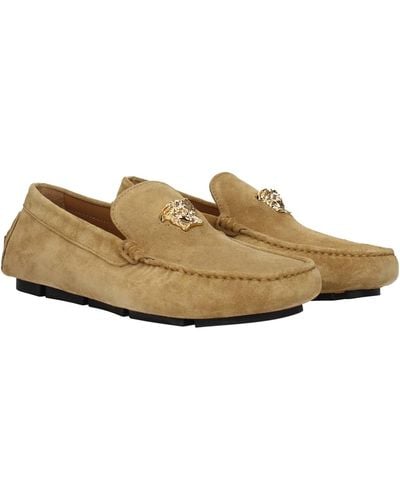 Moncler Loafers Suede Sand - Metallic