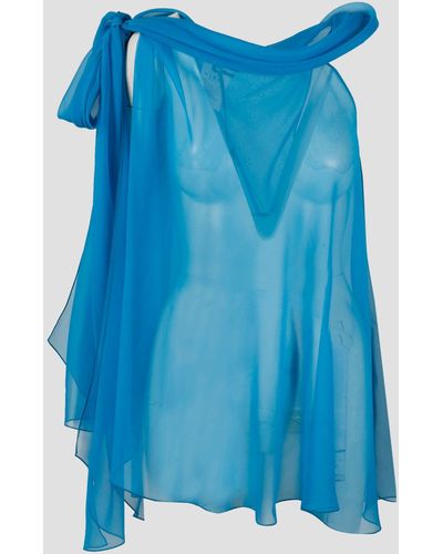 Alberta Ferretti Silk Chiffon Blouse - Blue