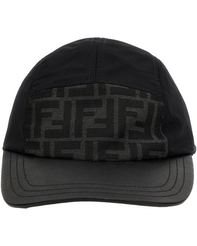 Fendi Ff Jacquard Cap Hats - Black