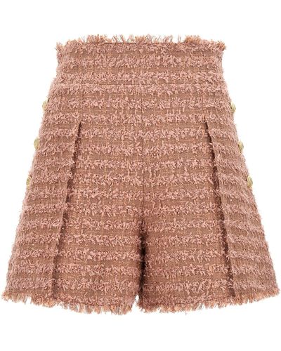 Balmain Tweed Shorts Bermuda, Short Rosa