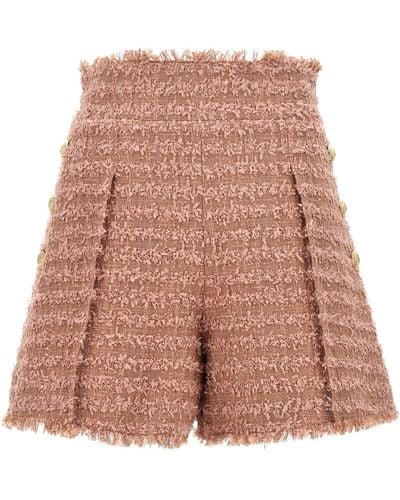 Balmain Tweed Shorts Bermuda - Pink