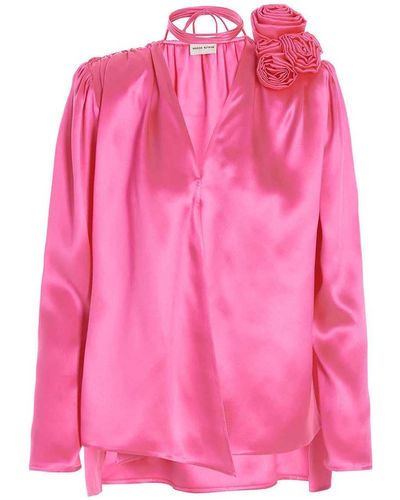 Magda Butrym Flower Detail Silk Blouse - Pink