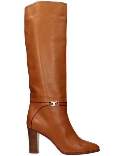 Celine Boots Leather Brown Tan