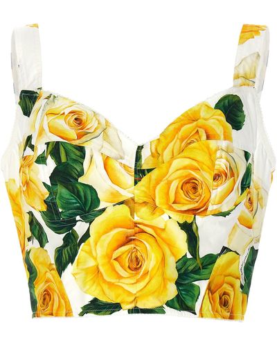 Dolce & Gabbana 'Rose Gialle' Bustier Top - Yellow
