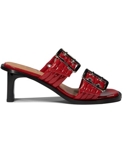 Ganni Buckle Sandals - Red