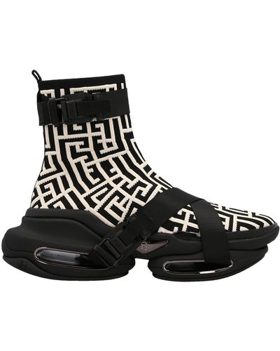 Balmain Sneakers alte b-bold con monogram all-over - Nero