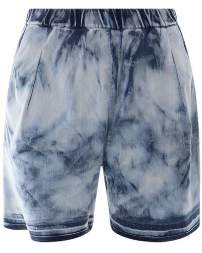 Laneus Denim Bermuda Shorts With Tie Dye Effect - Blue