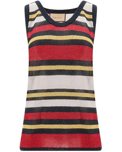 Gucci Striped Sleeveless Top - Red