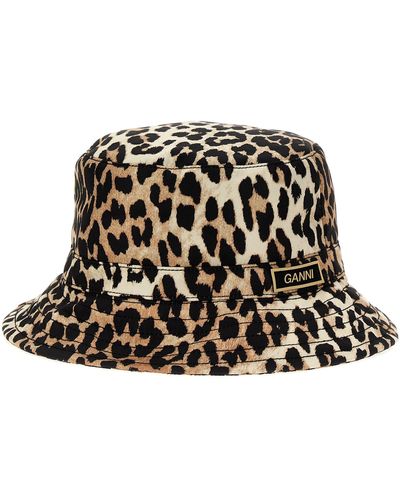 Ganni Animalier Bucket Hat Hats - Black