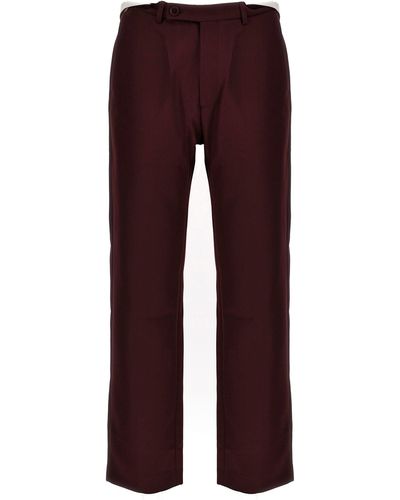 Martine Rose Rolled Waistband Tailored Pantaloni Bordeaux - Rosso