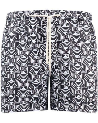 Peninsula Recycled Nylon Swim Shorts With All-over Print - Gray