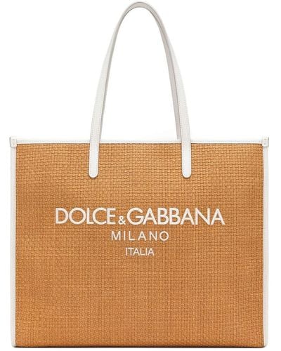 Dolce & Gabbana Shopping intreccio rafia+vit.l - Neutro